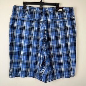 NEW George & Martha Navy Blue Rhode Island Plaid Flat Front Y2K Shorts 40
